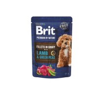 Brit Premium By Nature Lamb&Green Peas In Gravy konservēta suņu barība ar jēra gaļu un zaļajiem zirnīšiem mērcē, 85 g | 8595602572465 | M-SBBL