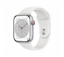 APPLE Watch Series 8 GPS + Cellular 45mm Silver Aluminium Case with White Sport Band - Regular MP4J3WB/A MP4J3WB/A