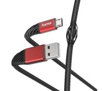 Hama 00187216 Extreme Charging/Data Cable, USB-A - Micro-USB 1.5m Black/Red