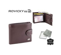 Vīriešu naudas maks, āda, ROVICKY RFID CPR-022-BAR Brown