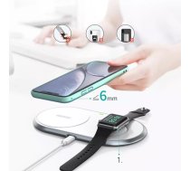 Choetech 2in1 Qi wireless charger for smartphones / Apple Watch with stand (MFI) USB Type C white (T317)