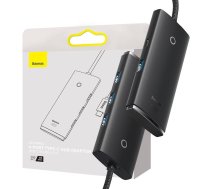 Baseus Lite sērijas centrmezgls 4in1 USB-C līdz 4x USB 3.0 + USB-C, 1m (melns)