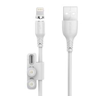 Foneng X62 magnētiskais 3in1 USB uz USB-C / Lightning / Micro USB kabelis, 2.4A, 1m (balts)