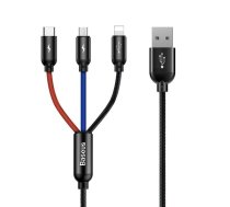 Baseus 3in1 kabelis USB-C / Lightning / Micro 3,5A 0,3m (melns)