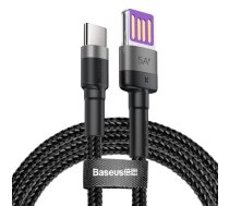 Baseus Cafule USB-C kabelis Huawei SuperCharge, QC 3.0, 5A 1m (melns+pelēks)