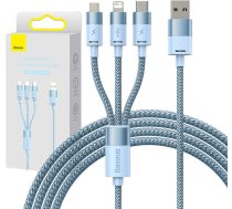 Baseus 3in1 USB kabelis Baseus StarSpeed sērija, USB-C + Micro + Lightning 3,5A, 1.2m (zils)