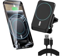 4Kom.pl Alogy Magnetic Car Holder for MagSafe with 15W Qi Charger for Phone Grid Black