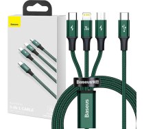 Baseus Rapid Series 3-in-1 kabelis USB-C M+L+T 20W 1.5m (zaļš)