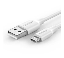 Kabelis Micro USB uz USB 2.0, 2m, QC 3.0 2.4A, balts, UGREEN 60143, 695730386143960143