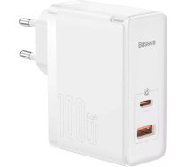 Baseus GaN5 Pro fast universal wall charger GaN USB Type C / USB 100W PD3.0, QC4.0 , AFC white (CCGP090202)