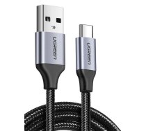 Datu, uzlādes kabelis USB uz USB-C, 3A, 0.5m, QC3.0, niķelēts, alumīnija spraudnis, UGREEN US288, 60125, melns