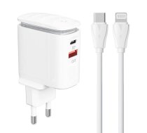 Ldnio sienas lādētājs LDNIO A2423C USB, USB-C + USB-C - Lightning kabelis