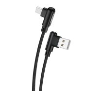 Foneng X70 leņķa USB uz mikro USB kabelis, 3A, 1m (melns)