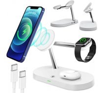 4Kom.pl QI 15W 3in1 Induction Wireless Charger Foldable Alogy Docking Station for Apple iPhone / Watch / AirPods Black