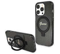 Guess Ring Stand Script Glitter MagSafe case for iPhone 14 Pro Max - black (universal)