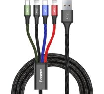 Baseus cable USB 4in1 2x Lightning / USB Type C / micro USB cable in nylon braid 3.5A 1.2m black (CA1T4-A01) (universal)