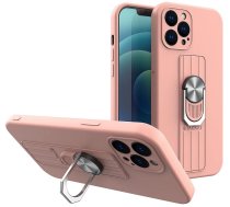 Hurtel Ring Case silicone case with finger grip and stand for Samsung Galaxy A32 4G pink (universal)
