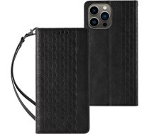 Hurtel Magnet Strap Case for iPhone 14 Flip Wallet Mini Lanyard Stand Black (universal)
