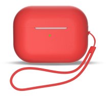 Hurtel Silicone case for AirPods 3 + wrist strap lanyard - red (universal)