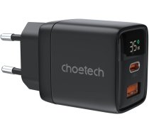 Choetech PD6052 USB-C USB-A PD 35W GaN wall charger with display - black (universal)