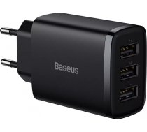 Baseus Compact 3x USB Type A 17W Wall Charger Black