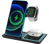 Alogy QI 15W 3in1 Induction Wireless Charger Foldable Alogy Docking Station for Apple iPhone / Watch / AirPods Black
