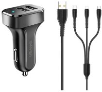 Usams Car charger 2xUSB C13 2.1A 3in1 (microUSB/USB-C/lightning) black/black NTU35YTSC13TZ