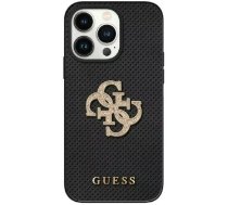 Guess Leather Perforated 4G Glitter Logo Back Case Aizsargapvalks Priekš Apple iPhone 15