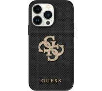 Guess Leather Perforated 4G Glitter Logo case for iPhone 15 - black (universal)