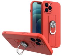 Hurtel Ring Case silicone case with finger grip and stand for iPhone 13 mini red (universal)