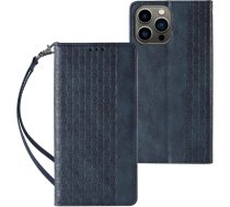 Hurtel Magnet Strap Case iPhone 14 Pro Flip Wallet Mini Lanyard Stand Blue (universal)