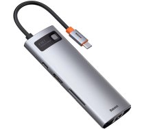 Baseus Metal Gleam 8in1 multifunctional USB Type C HUB - USB Type C Power Delivery 100 W / HDMI 4K 30 Hz / SD and microSD card reader / 3x USB 3.2 Gen 1 / RJ45 1 Gbps Gray (CAHUB-CV0G)     (universal)