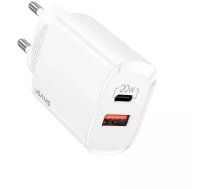 Usams Wall charger 1x USB-C 1x USB T35 20W (only head) PD3.0 QC3.0 Fast Charging white/white CC121TC01 (US-CC121)