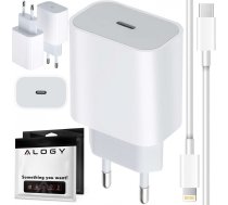 Alogy wall charger fast USB-C PD 20W Lightning cable 1m White