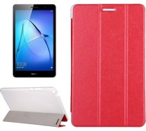 Riff Texture Planšetdatora maks Tri-fold Stand Leather Flip priekš Huawei MediaPad T3 7.0 Red