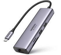 Ugreen 7in1 multi-functional HUB USB Type C - 2x USB 3.2 Gen 1 / HDMI 4K 60Hz / SD and TF card reader / USB Type C PD 100W / RJ45 1000Mbps (1Gbps) gray (60515 CM512) (universal)