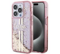 Guess Liquid Glitter Gold Stripes case for iPhone 15 Pro - pink (universal)