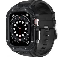 Kingxbar CYF140 2in1 armored case for Apple Watch 9, 8, 7 (45 mm) made of stainless steel with a strap, black (universal)