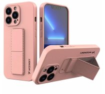 Wozinsky Kickstand Case silicone case with stand iPhone 13 mini pink