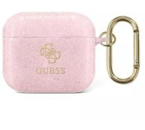 Guess protective case for AirPods 3 cover pink/pink Glitter Collection