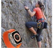 4Kom.pl NYLON PRO APPLE WATCH 4 / 5 / 6 / 7 / 8 / SE / ULTRA (42 / 44 / 45 / 49 MM) BLACK / ORANGE