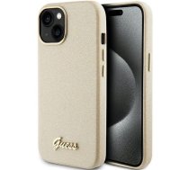 Guess Glitter Glossy Script case for iPhone 15 - gold (universal)