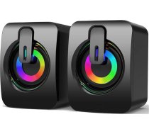 Alogy Mini Stereo Wired Speakers HIFI USB 2.0 with microphone RGB Black