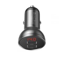 Baseus 2x USB LED car charger 4.8A 24W Gray