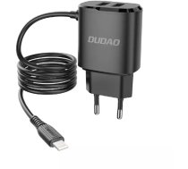 Dudao 2x USB charger with built-in Lightning cable 12 W black (A2ProL black)