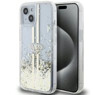Guess Liquid Glitter Gold Stripes case for iPhone 15 Plus / 14 Plus - transparent (universal)