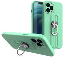 Hurtel Ring Case silicone case with finger grip and stand for iPhone 13 mini mint (universal)