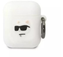Karl Lagerfeld Protective case for headphones Karl Lagerfeld KLA2RUNCHH for Apple AirPods 1/2 cover white/white Silicone Choupette Head 3D