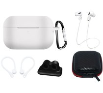 Hurtel Silicone Case Set for AirPods Pro 2 / AirPods Pro 1 + Case / Ear Hook / Neck Strap / Watch Strap Holder / Carabiner - White (universal)
