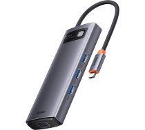 Baseus Metal Gleam Series HUB 6-in-1 Docking Station USB Type C - 1 x HDMI / 3 x USB 3.2 Gen. 1 / 1 x Power Delivery / 1 x VGA gray (WKWG030013) (universal)